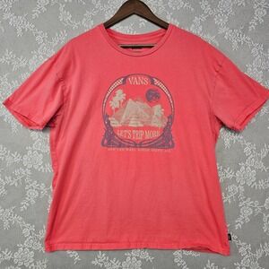Vans T Shirt Large Coral Pink Let's Trip More Graphic Men's XL Streetwear Skater